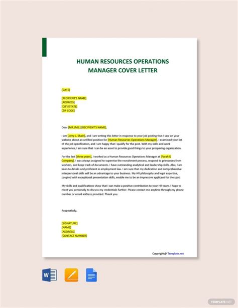 Human Resources Operations Manager Cover Letter Gotilo