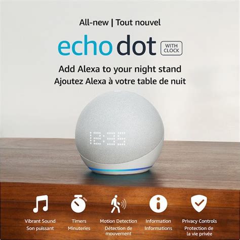 AMAZON Enceinte intelligente Echo Dot 5ème génération avec horloge et