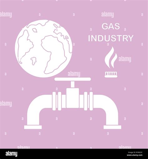 Vector Illustration With Equipment For Gas Production And Earth Gas Industry Burner Gas Stove