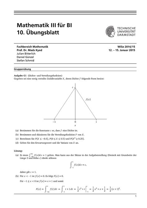 Uebung 10 loesung Wintersemester Mathematik III für BI 10