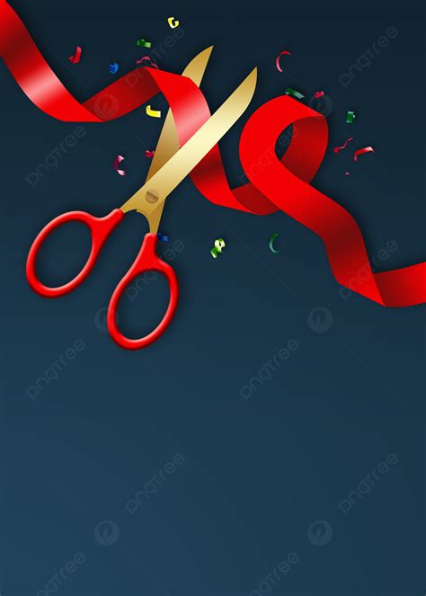 Confetti Scissors Red Ribbon Opening Ceremony Ribbon Cutting Background ...