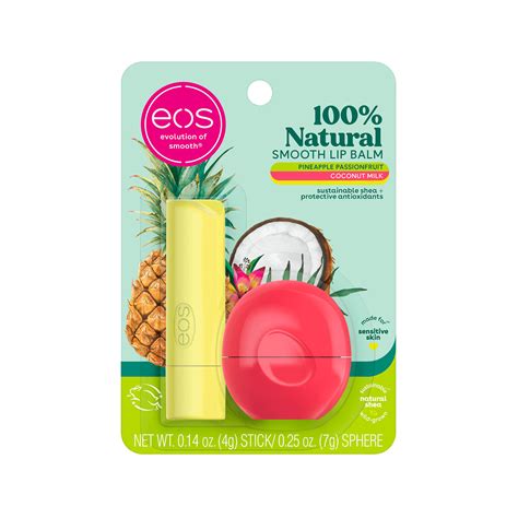 Kit Eos Lip Balm Stick Pineapple Passionfruit 4g Sphere Coconut