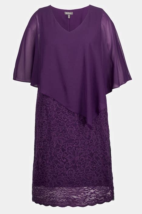 Robe De Soir E En Jersey Cape En Mousseline Bas De Jupe En Dentelle