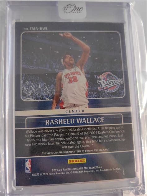 2022 23 Panini One And One Rasheed Wallace 活塞，怒泓天尊，拉希德华莱士，冠军时刻，签字球星卡，亲签