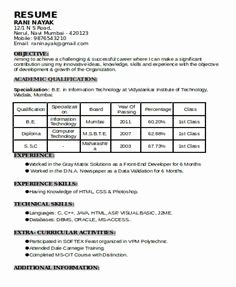 E Publishing Resume Format Resume Format