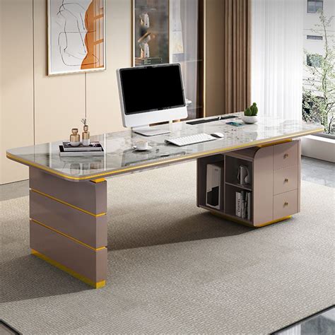 Contemporary Steel Office Desk with Storage Drawers – CharmyDecor