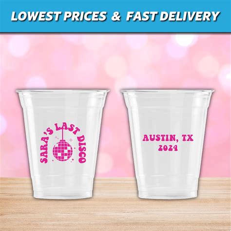 Last Disco Bachelorette Cups Custom Printed Soft Clear Plastic Cups Bachelorette Solo Cups