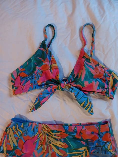 Kona Sol Womens Swim Suit 2 Piece Target Bikini Top S Gem