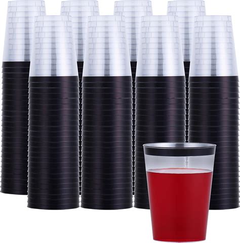 Amazon By Madee Pack Black Plastic Cups Oz Black Rimmed