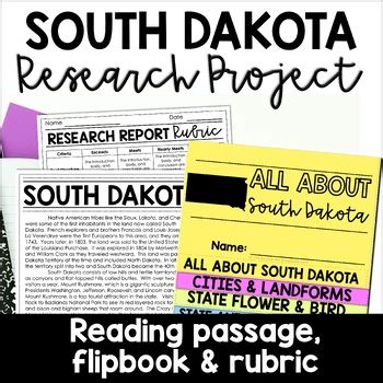 South Dakota State Research Report Project Us States Research Flip Book