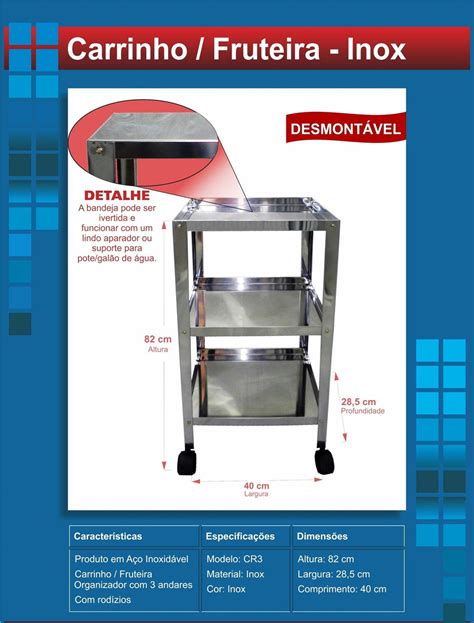 Carrinho Fruteira Inox Andares Parcelamento Sem Juros