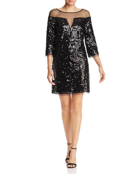 Laundry By Shelli Segal Sequined Illusion Dress In Black Lyst