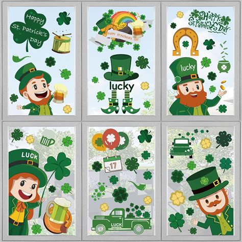 Amazon St Patricks Day Window Clings Decor Pcs Reusable Static