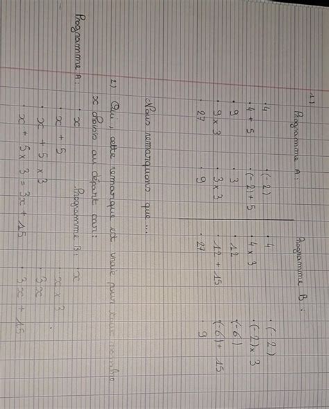 Bonjour Pouvez Vous Maider Voici Deux Programmes De Calcul