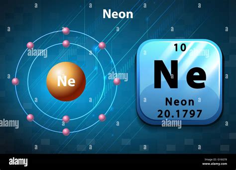 Símbolo y diagrama de electrones para ilustración de neón Imagen Vector