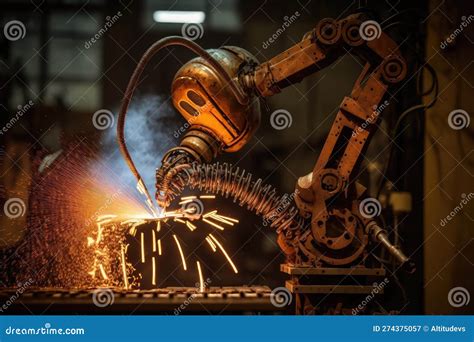 Spot Welding Robot With Its Arm Moving In Precise And Intricate