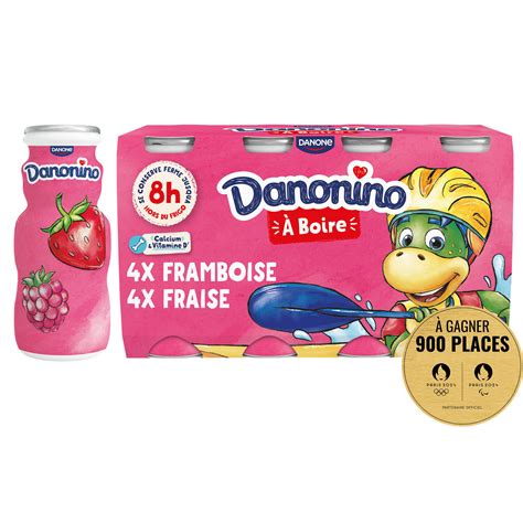 Yaourt à Boire Aux Fruits Fraise Framboise Danonino Les 8 Bouteilles