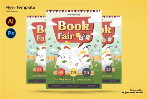 Playful Book Fair Flyer Template | Flyer Templates ~ Creative Market