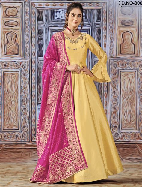 Yellow Abaya Style Embroidered Anarkali Suit Salwar Kameez Designer