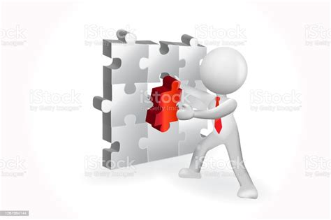 3d Man Solving A Puzzle Icon Vector Image Stock Illustration Download Image Now Adults Only