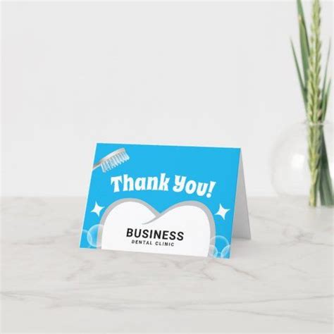 Dentist Tooth Bubbles Blue Dental Thank You Custom Thank You Cards