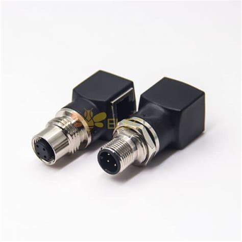 M12 To Rj45 Bulkhead Connector D Code Waterproof M12 4 Pin Female To