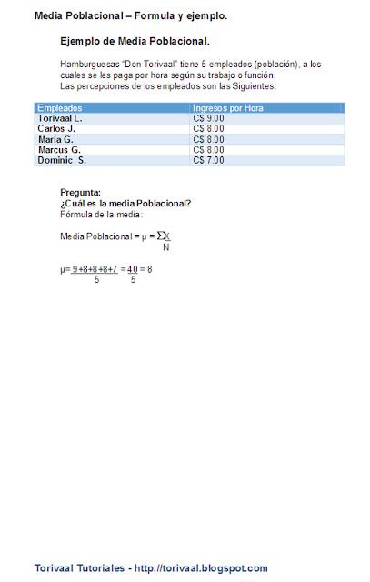 Ejemplo De Media Poblacional En Pdf