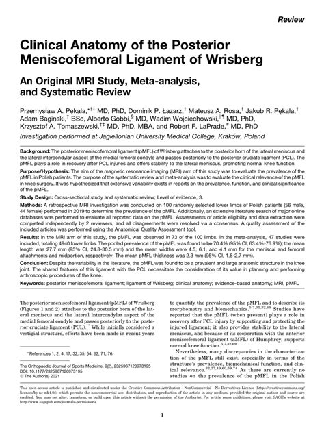 (PDF) Clinical Anatomy of the Posterior Meniscofemoral Ligament of ...