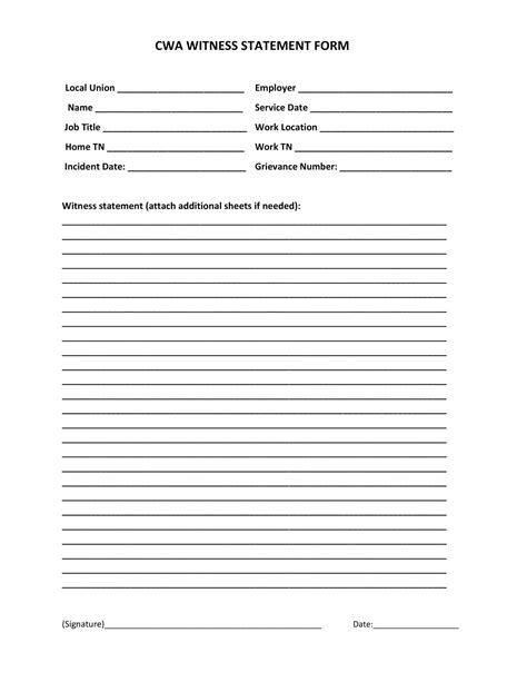 Free Printable Witness Statement Form Templates Pdf Word Example