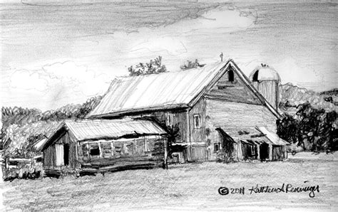 Printable Pencil Drawings Old Barns