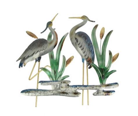 J D Yeatts 24 Inch Metal Heron Wall Art Hanging Home Garden Decor