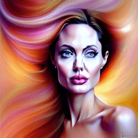 Angelina Jolie Whimsical Full Head And Shoulders Golden Ratio Centered