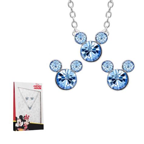 Parure Disney Collier Et Boucles D Oreilles Bleu Ciel Mickey Suisses