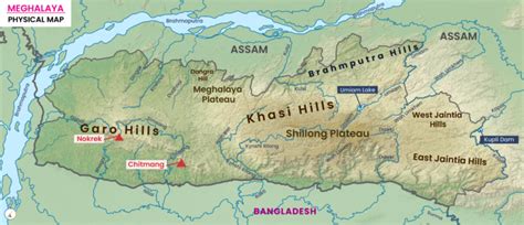 Meghalaya Physical Map - UPSC