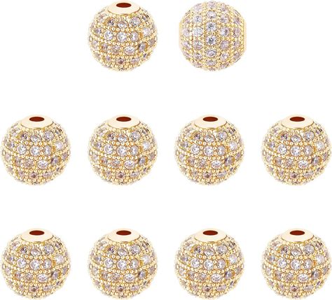 Amazon NBEADS 10 Pcs About 9 5 10mm Golden Cubic Zirconia Brass