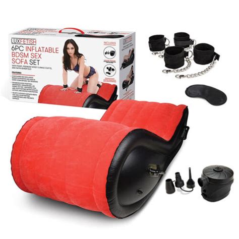 Lux Fetish 6 Piece Inflatable BDSM Sex Sofa With Cuffs Restraints Mask