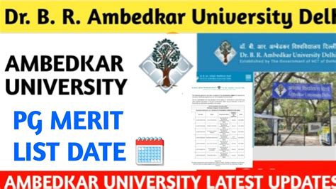 Dr Br Ambedkar University Delhi Pg Merit List 2022 Pg Admission 2022