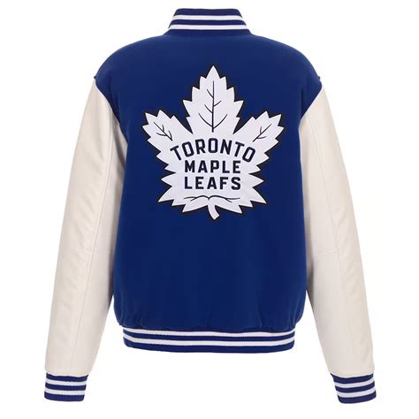 Wool Leather Full Zip Toronto Maple Leafs Varsity Royal And White