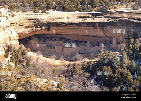 Anasazi Indian cliff dwellings, Cliff Palace at Mesa Verde National ...