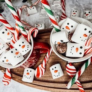 Snowman Marshmallows, Christmas Marshmallow Mug Hat Toppers, Marshmallows for Hot Chocolate ...