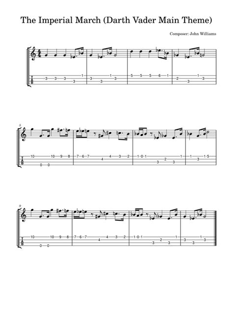 The Imperial March John Williams Easy Ukulele Fingerpicking Tab Fingerstyle Guitar