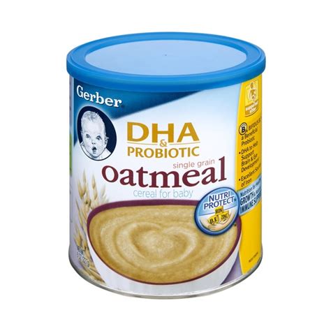 Gerber DHA Probiotic Single Grain Oatmeal Cereal For Baby 8 Oz