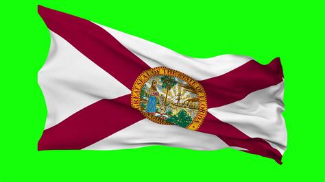 State Of Florida Flag Waving Seamless Loop In Wind Chroma Key Green