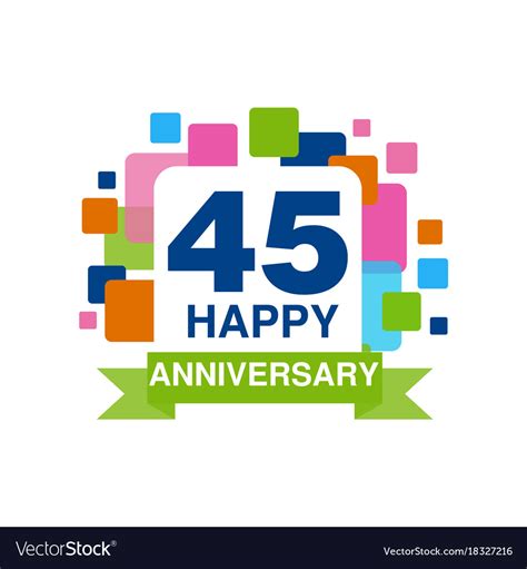 45th Anniversary Colored Logo Design Happy Vector Image