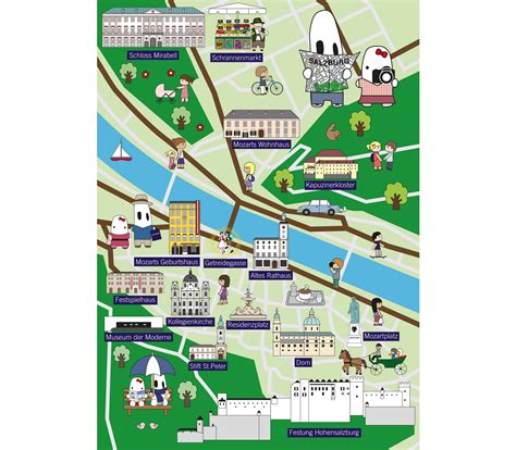 Salzburg City Map Postcard: All Sights at a Glance - Etsy