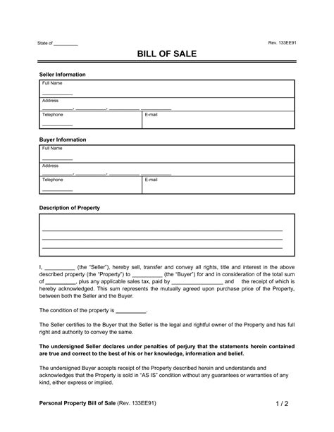 Free Bill Of Sale Forms 31 PDF Word Worksheets Library