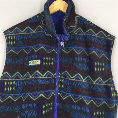 Columbia Fleece Aztec Navajo Vest Jacket Medium Vintage 90s Etsy