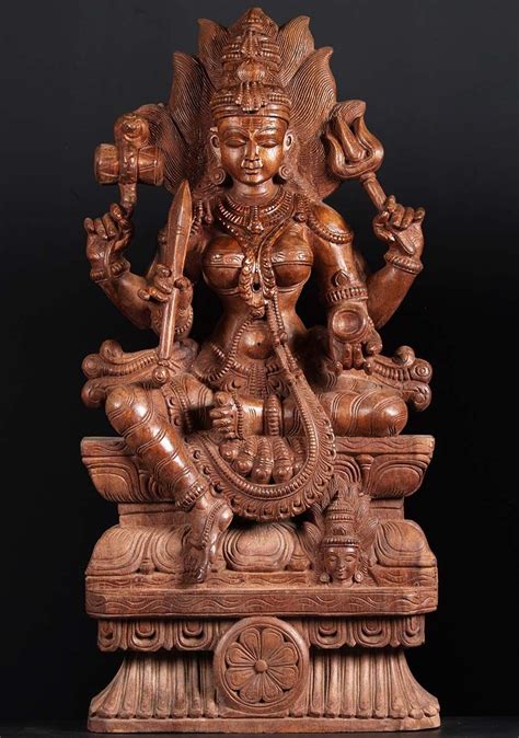 SOLD Wood Shakti Mariamman Statue 36" | Statue, Hindu statues, Lotus ...