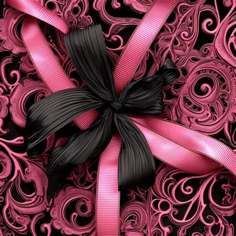 Premium AI Image Pink And Black Ribbon With A Bow On A Black