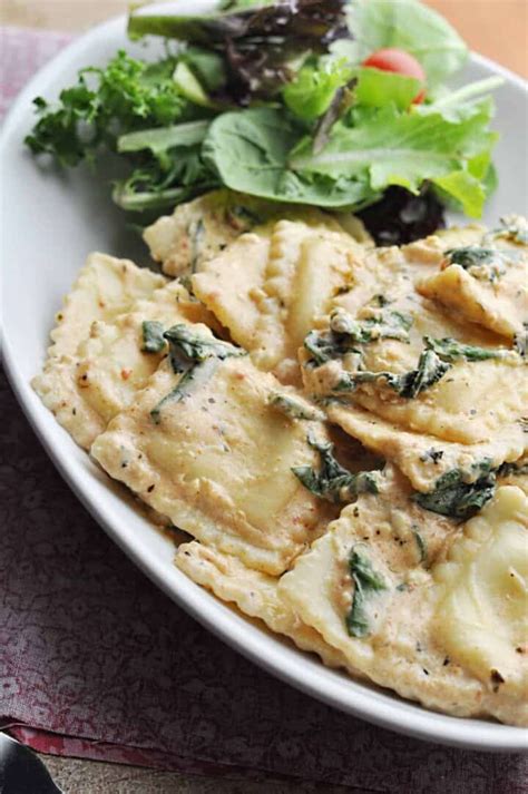 Spinach Ravioli Recipe With Tomato Basil Cream Sauce Savory With Soul